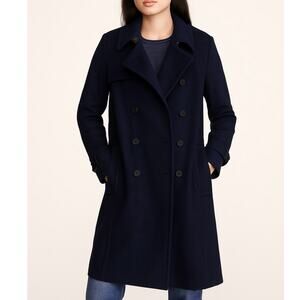J. Crew Icon Trench Wool Cashmere By Nello Gori Navy Blue